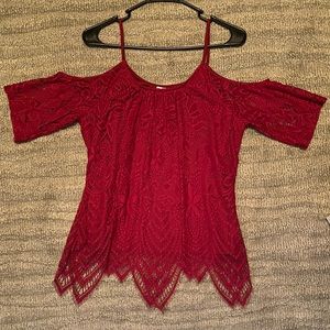 Cold shoulder lace top